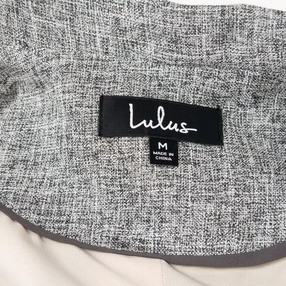 Lulus Promotion Gray Open Front Back Slit Lined Woven Wool Blazer Size Medium - Picture 9 of 12
